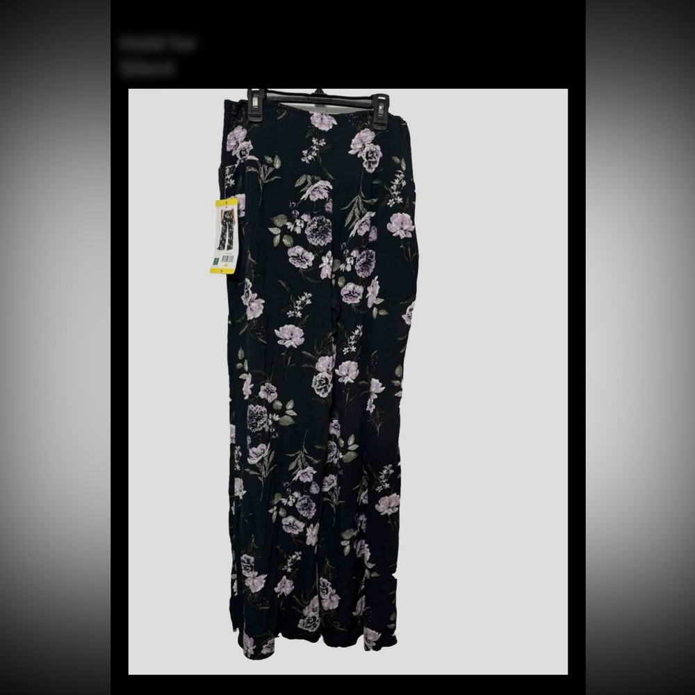 Three Dots Ladies' Pull On Pant Black Floral Pattern Size S